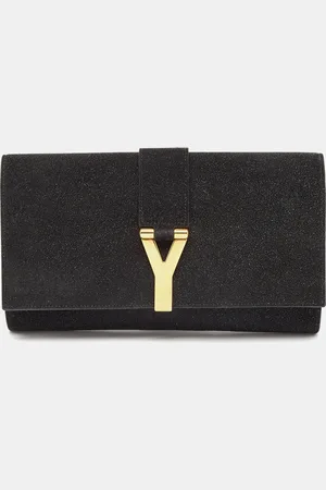 Saint Laurent Saint Laurent Textured Suede Y Line Clutch