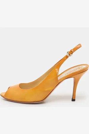 Gucci Patent Leather Peep Toe Slingback Pumps Size 37