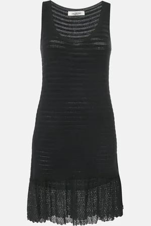 VALENTINO Wool Knit Sleeveless Flounce Mini Dress M