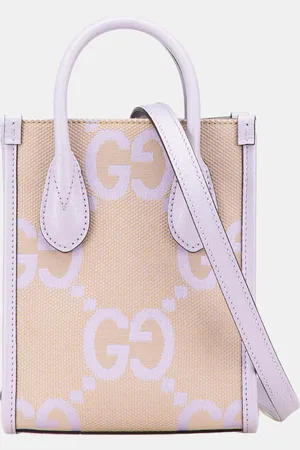 Gucci & Purple Mini Jumbo GG Canvas Interlocking G Satchel Bag