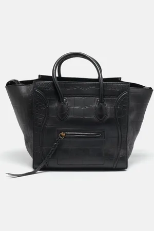 Céline Croc Embossed Leather Medium Phantom Luggage Tote
