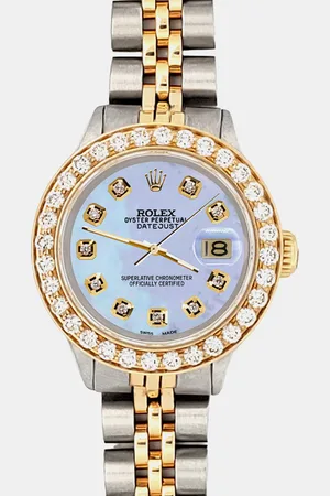 Rolex Custom 1.3ct Diamonds 18K Yellow Gold Stainless Steel Datejust Automatic Women