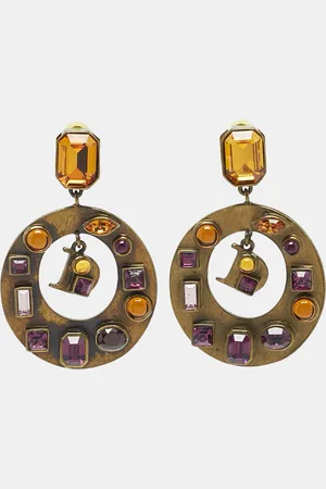 Dior Pendientes Discos Crystals Tone Earrings