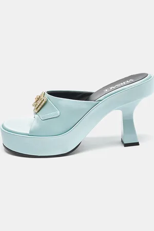 VERSACE Mint Satin Medusa Biggie Mules Size 40