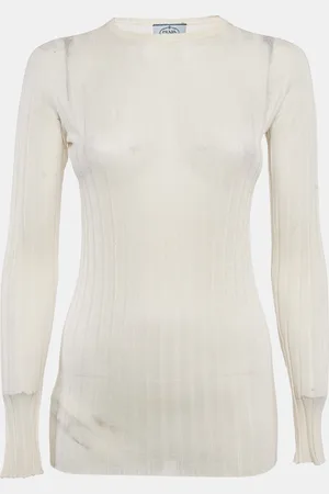 Prada Cashmere Rib Knit Crewneck Sweatshirt S