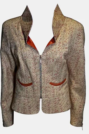 CHANEL Salmon Boucle Zipped up Wool Jacket