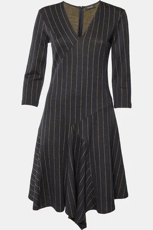 Max&Co. Striped Wool Blend Flounce Dress M