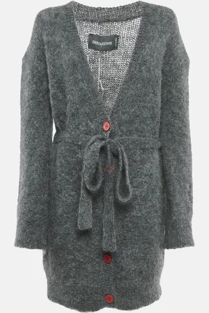 Zadig & Voltaire Green Mohair Wool Belted Romy Long Cardigan M/L