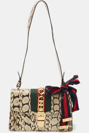 Gucci Watersnake Leather Small Web Chain Sylvie Shoulder Bag