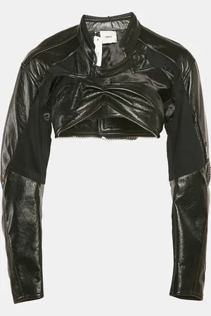 COPERNI Faux Leather Cut-Out Cropped Biker Jacket S
