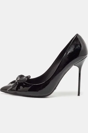 Burberry Patent Leather Finsbury Bow Pointed Toe Pumps Size 39.5
