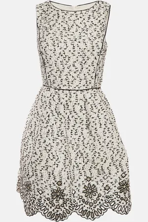 Oscar de la Renta Tweed Cut-Out Scallop Short Dress M