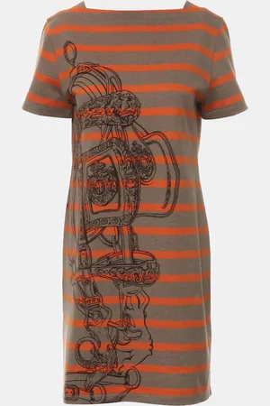 Hermès Orange Cotton Stripes Dress FR Women 40
