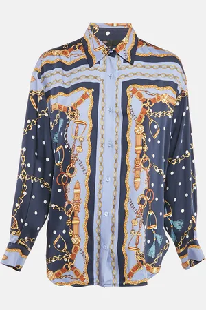 Maje /Multicolor Chain Print Viscose Crop Top and Shirt Set M