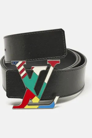 LOUIS VUITTON Leather LV Initiales Flags Belt 100CM