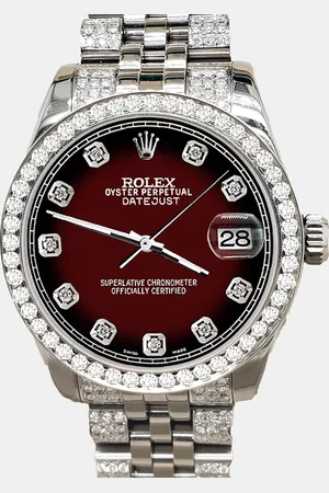 Rolex Custom Maroon Vignette 3.30ct Diamonds Stainless Steel Datejust 178240 Automatic Women