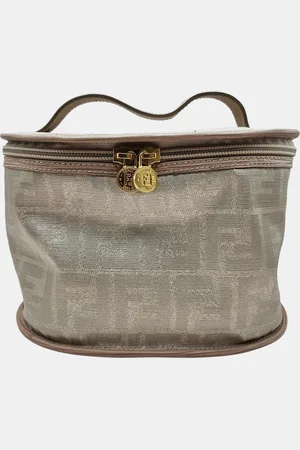 Fendi Vintage Gold Canvas Zucca Vanity Bag