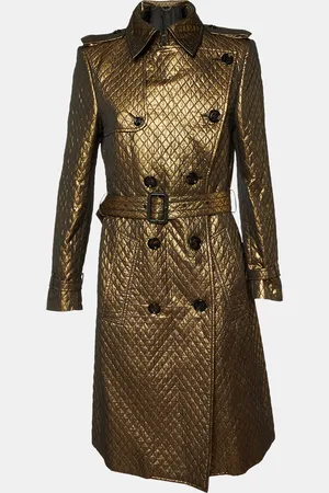 Burberry Metallic Quilted Trench Coat S