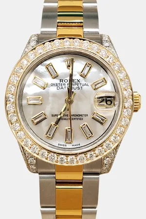 Rolex Custom White 4.2ct Diamonds 18K Yellow Gold Stainless Steel Datejust Automatic Men