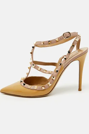 VALENTINO /Pink Patent Leather Rockstud Ankle Strap Pumps Size 41
