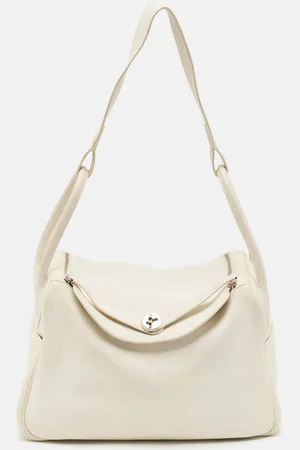 Hermès Blanc Taurillon Clemence Leather Palladium Finish Lindy 34 Bag