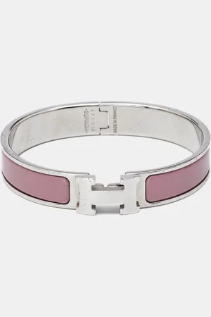 Hermès Hermès Clic H Pink Enamel Palladium Plated Bracelet
