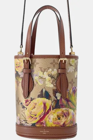 LOUIS VUITTON Gold Metallic Monogram LV Garden Nano Bucket Bag