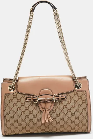 Gucci Old Rose/ GG Canvas Large Emily Chain Shoulder Bag