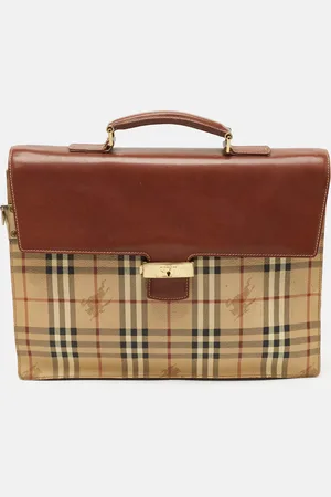 Burberry /Beige Haymarket Coated Canvas and Leather Briefcase