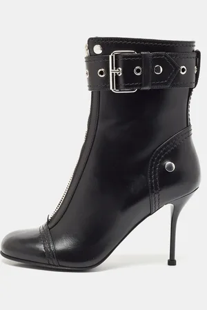 Alexander McQueen Leather Studded Biker Ankle Boots Size 40