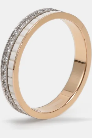 Boucheron Quatre Edition Diamond Ceramic 18k /Yellow Gold Wedding Band 56