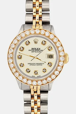 Rolex Custom Satin Linen 1.3ct Diamonds 18K Yellow Gold Stainless Steel Datejust Automatic Women