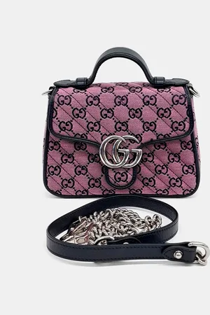 Gucci Fabric GG Marmont Mini Top Handle Bag