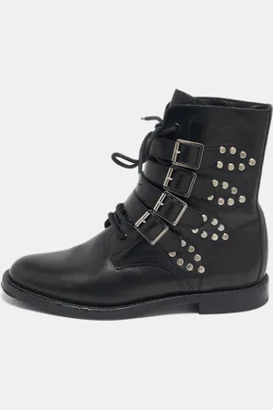 Saint Laurent Saint Laurent Leather Studded Rangers Ankle Boots Size 40