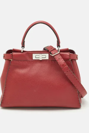 Fendi Selleria Leather Regular Peekaboo Top Handle Bag