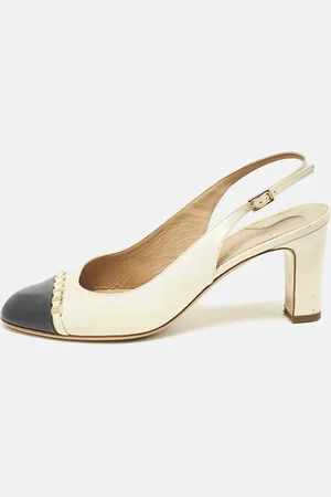 Salvatore Ferragamo /Navy Blue Leather Slingback Block Heel Pumps Size 40