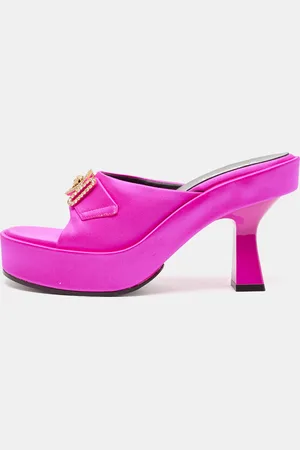 VERSACE Fuchsia Satin Medusa Biggie Mules Size 38