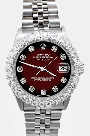 Rolex Custom Maroon Vignette 2.25ct Diamonds Stainless Steel Datejust Automatic Women