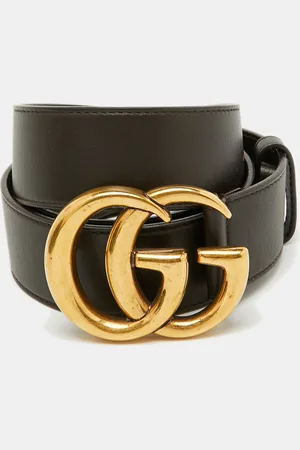 Gucci Dark Leather GG Marmont Buckle Belt 85CM