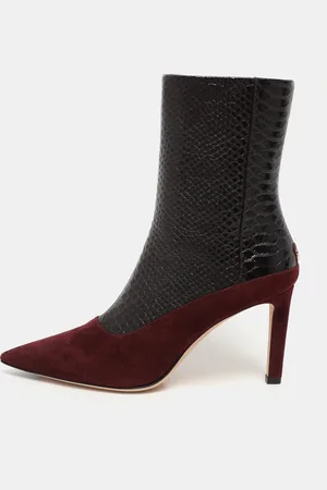 Jimmy Choo Python Embossed Leather and Suede Mavie Ankle Boots Size 40