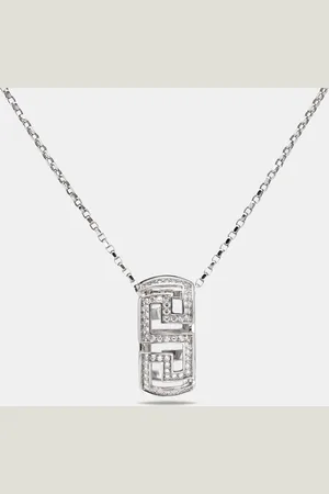 VERSACE Greca Diamond 18k Gold Pendant Necklace