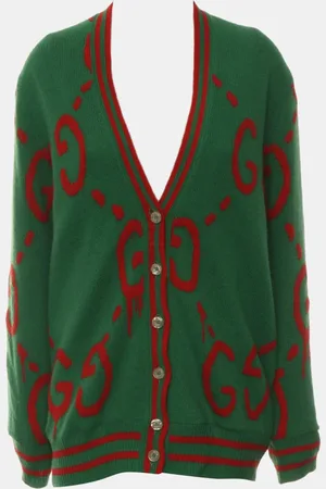 Gucci /Red Wool, Silk GG Knitted Cardigan XS