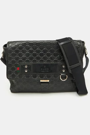 Gucci Ssima Leather Flap Messenger Bag