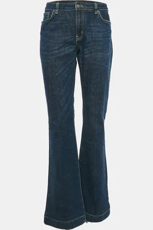 RED Valentino Denim Rose Applique Wide Leg Jeans L Waist 33"