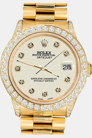 Rolex Custom Satin Linen 2.3ct Diamonds 18K Gold President Datejust Automatic Women