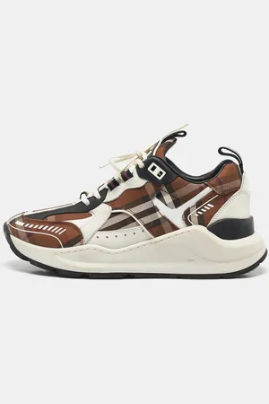 Burberry Vintage Check Canvas and Leather Sean Sneakers Size 38