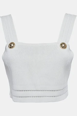Balmain Diamond Stretch Knit Crop Top M