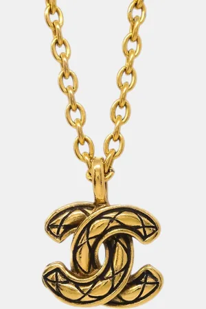 CHANEL Plated CC Pendant Necklace