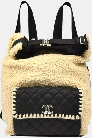 CHANEL White Wool Nylon Backpack