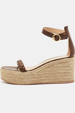 Gianvito Rossi Braided Leather Merida Espadrille Wedge Sandals Size 41